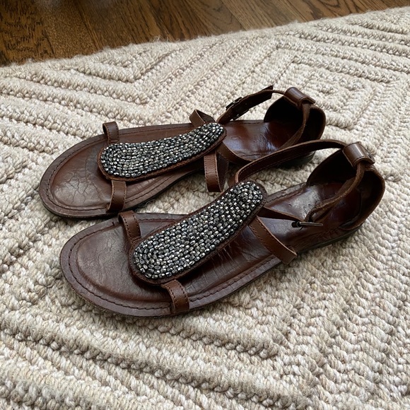 Cute Brown Jeweled Sandals - Picture 4 of 5